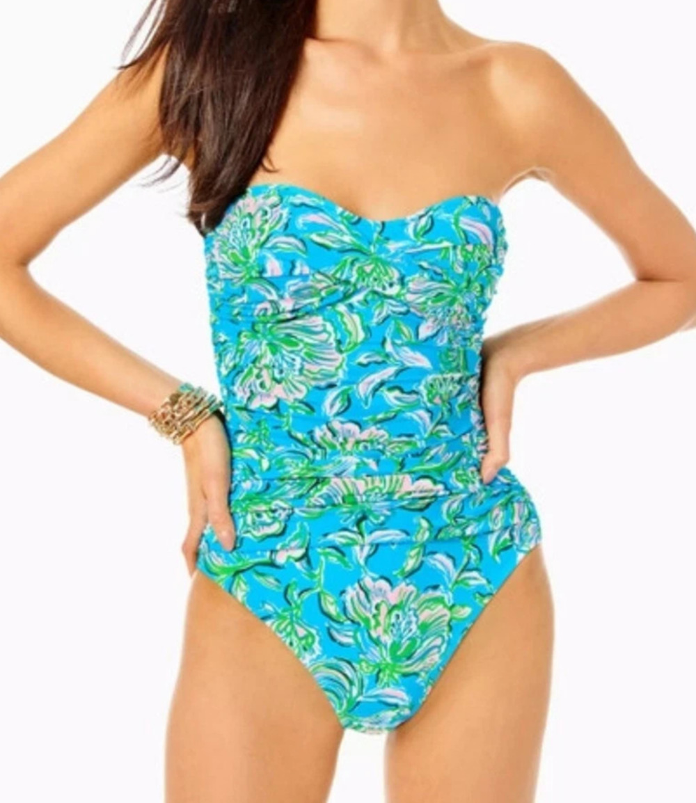 LILLY PULITZER FLAMENCO ONE PIECE SWIMSUIT CUMULUS BLUE CHICK MAGNET Size 0
